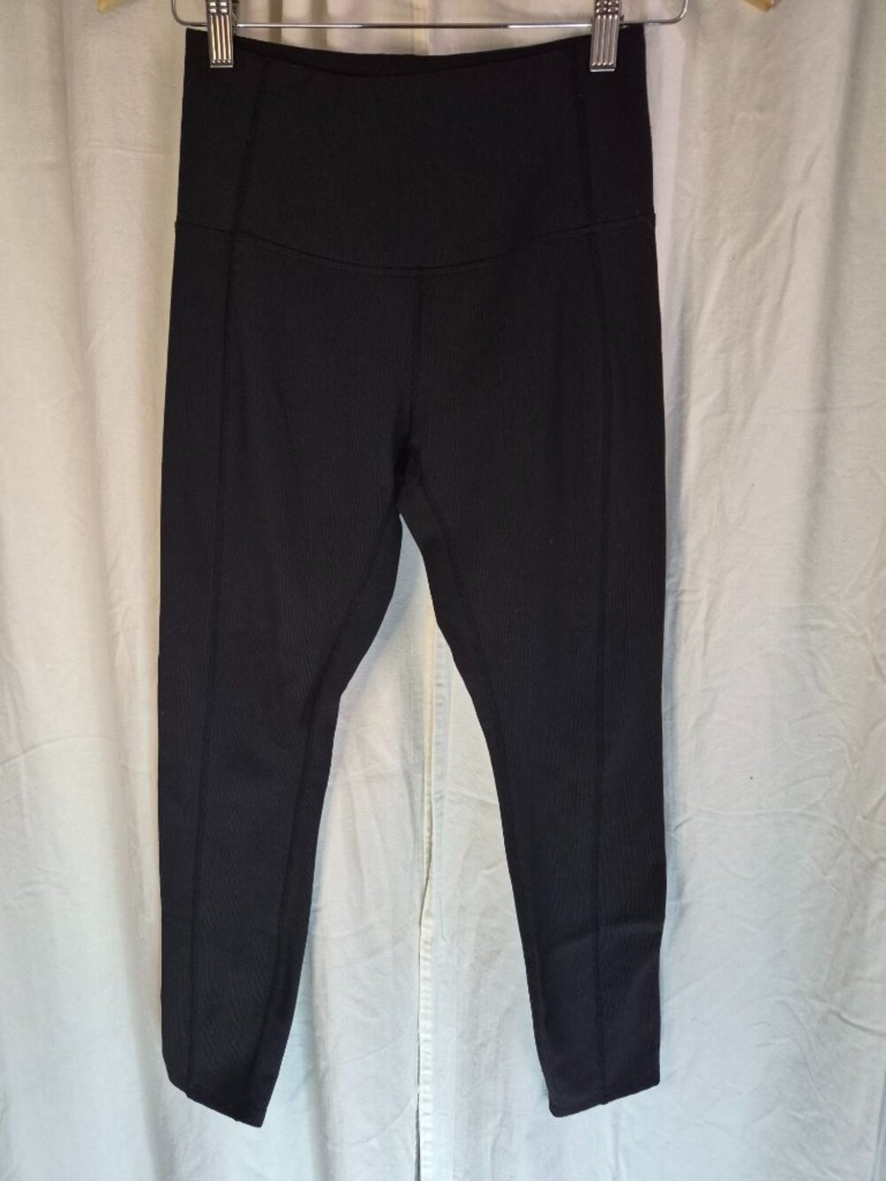 Move Theology Medium Black Ribbed Athleisure Lounge Casual Outdoor Stretch Leggi